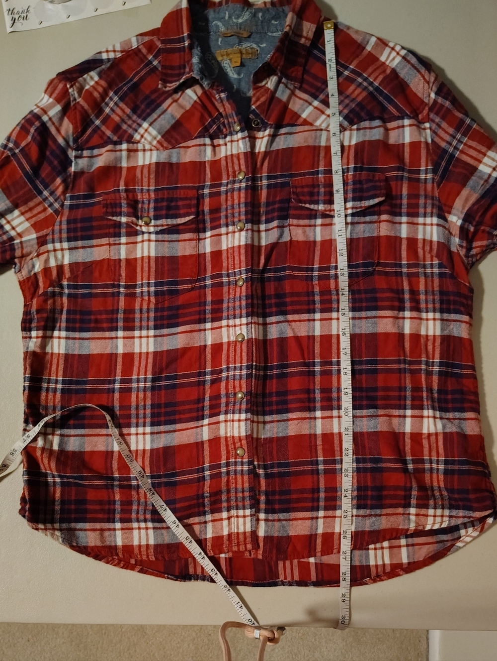XL JACHS Girlfriend Super-Soft Flannel Red and Navy Plaid Button-Down Shirt - Picture 12 of 13